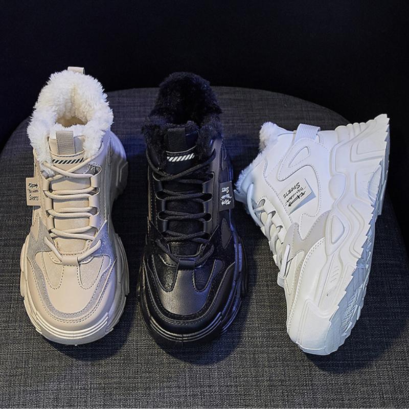 Женские зимние кроссовки, новинка 2022 года, бархатная теплая спортивная обувь на платформе, женские удобные зимние ботинки