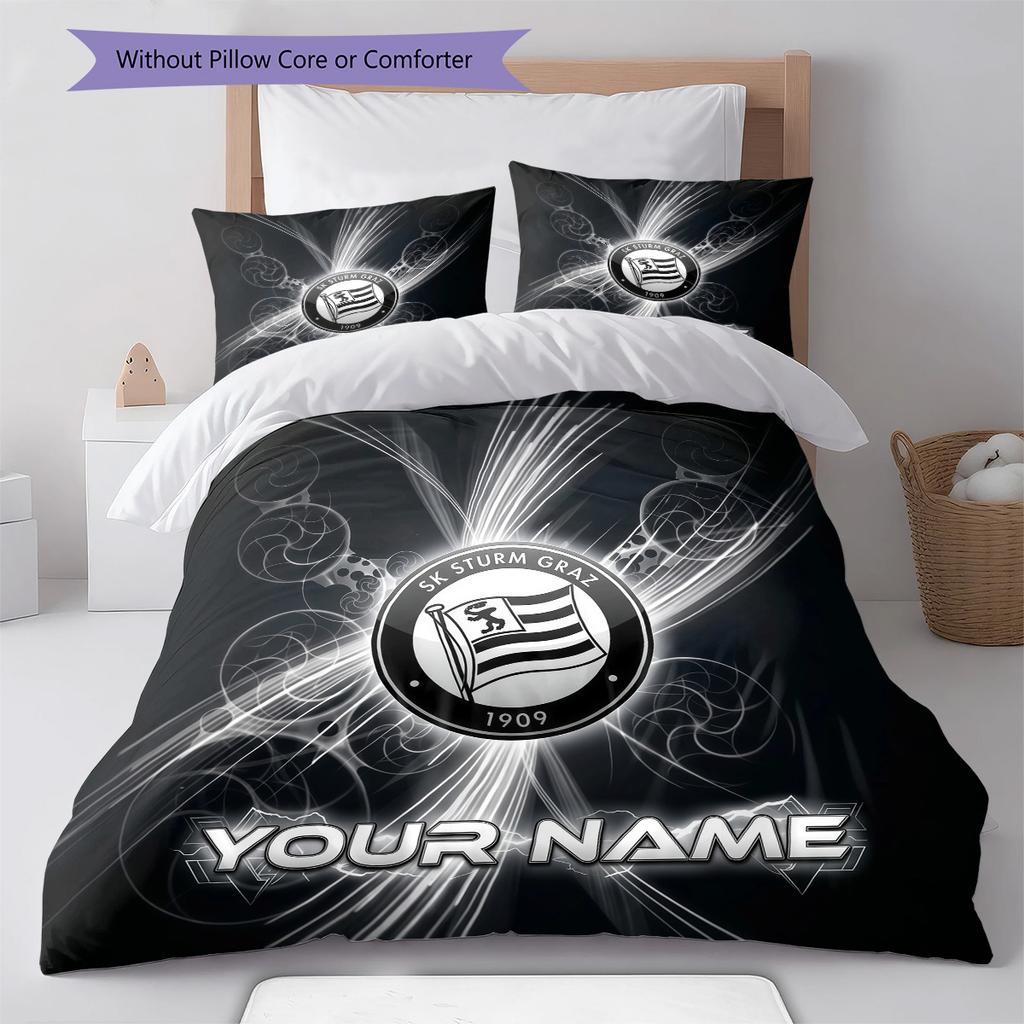 Custom Name SK Sturm Graz Pattern Bedding Quilt Set  Home Decoration  Gift (1 * duvet cover + 2 * pillowcase  without core)