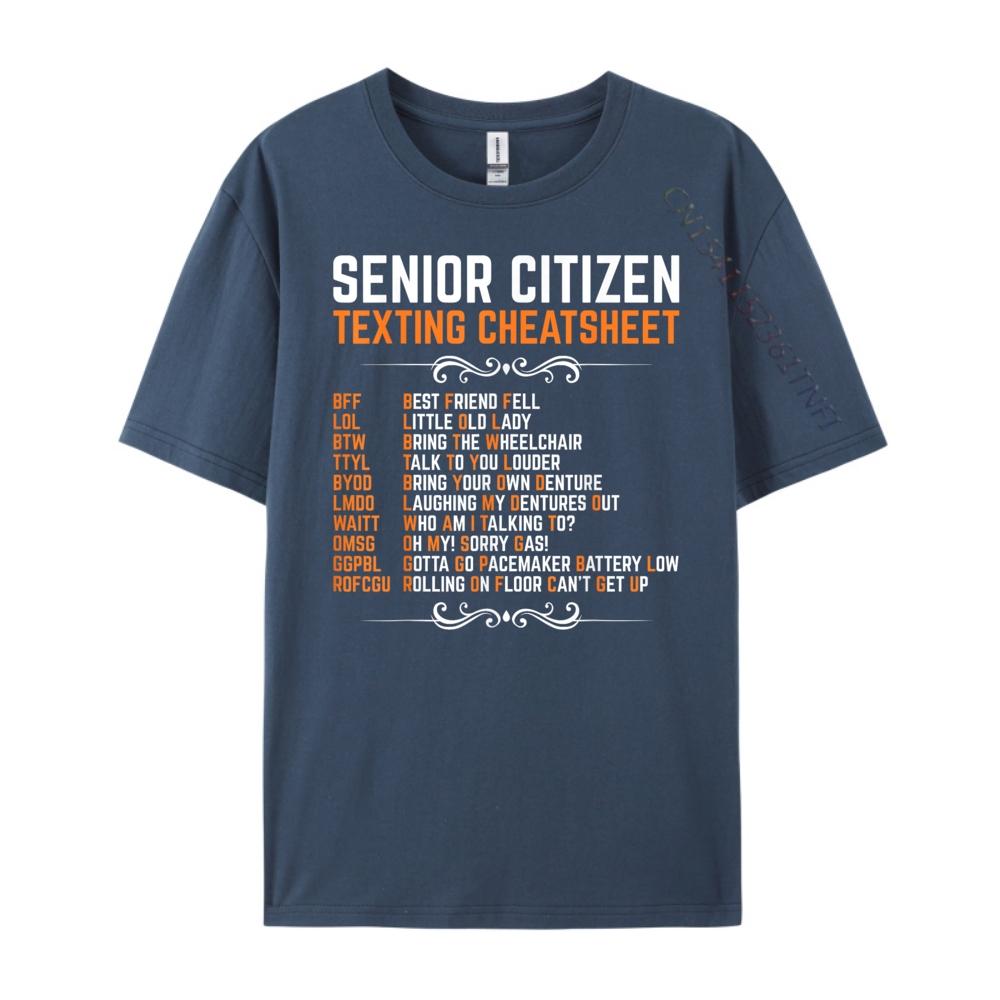 Funny Senior Citizens Texting Code Cheatsheet Grandpa Luxury T Shirt Men High Quality Christmas Valentines Day Gift TShirt