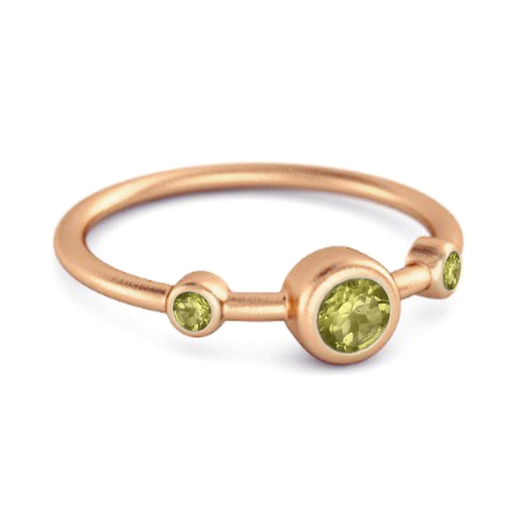 Peridot Triple Bezel-Set Ring - Sterling Silver Rose Gold Vermeil
