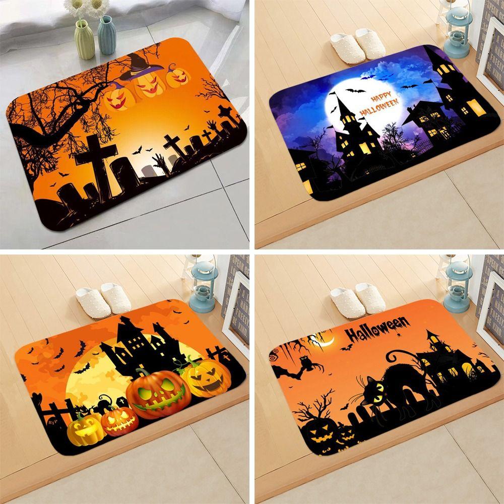 Flannel Halloween Door Mat Horror Ghost Outdoor Carpet New Floor Mat Kitchen Bathroom