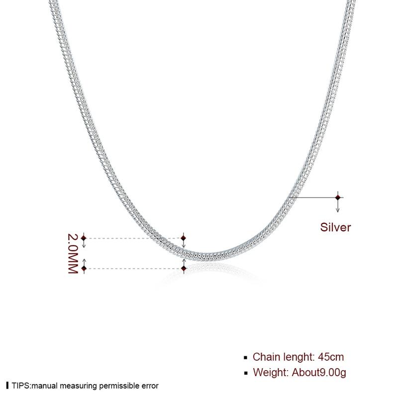 2 мм 925 Серебряная Змеиная Цепочка Ожерелья Заявление Ювелирные Изделия Женщины Стерлингового Серебра Чокеры Ожерелье Аксессуар