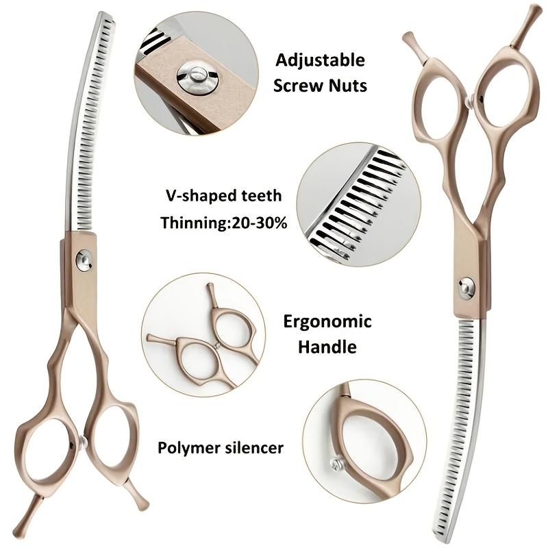 7-дюймовые изогнутые ножницы Chunkers из нержавеющей стали для груминга собак, специальные ножницы для домашних животных