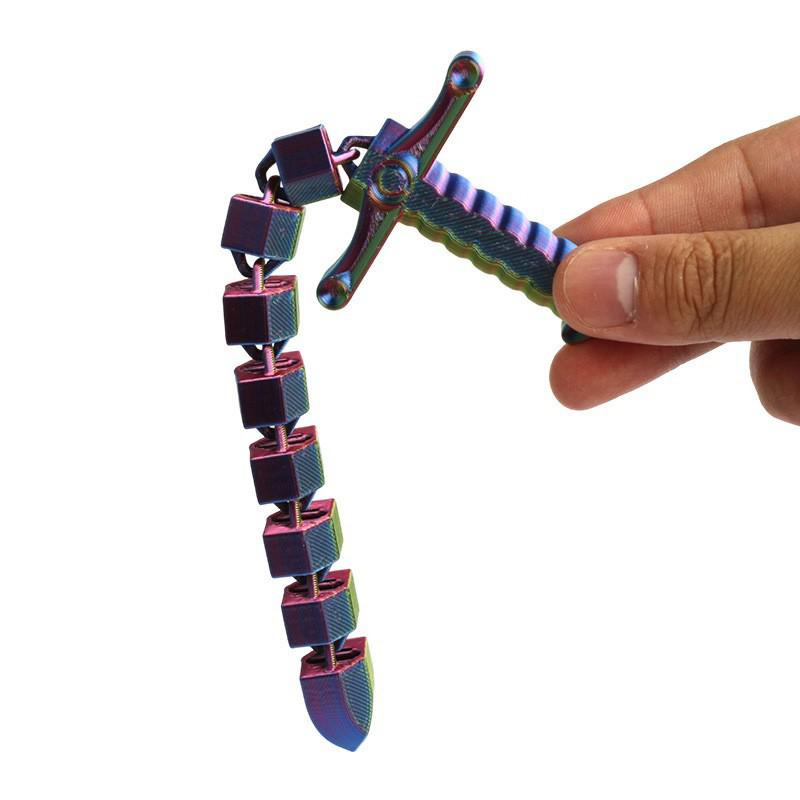 3D Printed Retractable Toy Sword: Creative Flexible Whip & Movable Joint for Kids