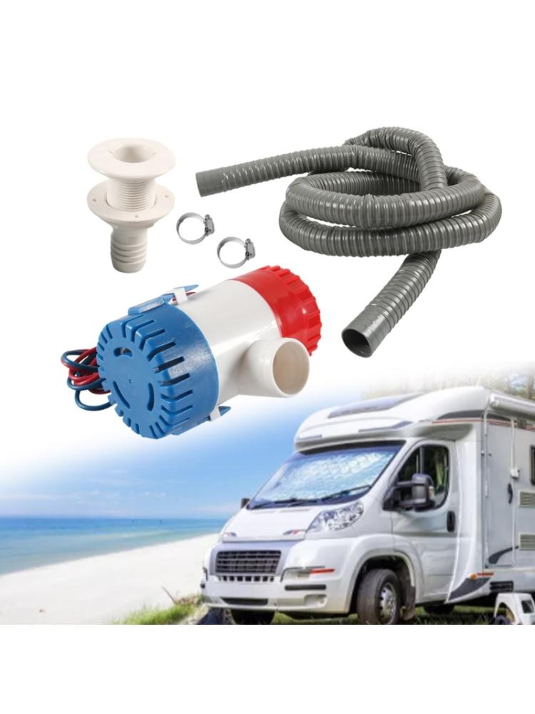 Мощный трюмный насос из ПВХ, 1100 галлонов в час с дренажным комплектом, хомуты для шлангов, фитинг через корпус для автодома, парусных лодок, яхт, водного транспорта
