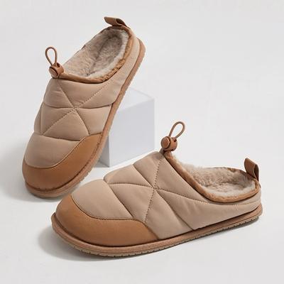 Модные Удобные Пушистые Парные Домашние Тапочки из Хлопка на Плоской Подошве Модный Дизайн с Прострочкой и Миксом Цветов Брендовые Домашние Тапочки Зимние Теплые Повседневные Туфли