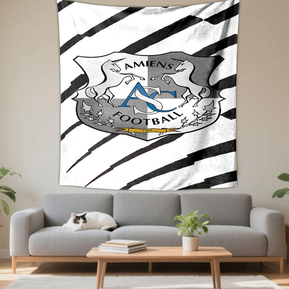 "Amiens Football Unicorn Emblem" Patterned Tapestry Decorative Wall Hanging, Home Bedroom Living Room Decor