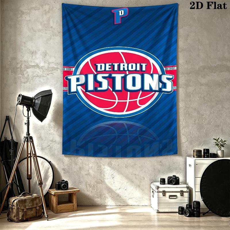 Detroit Pistons Wall Tapestry Aesthetic Wall Hanging Printed Fabric Blanket Decorative Tapestries for Bedroom Living Room Home Decor