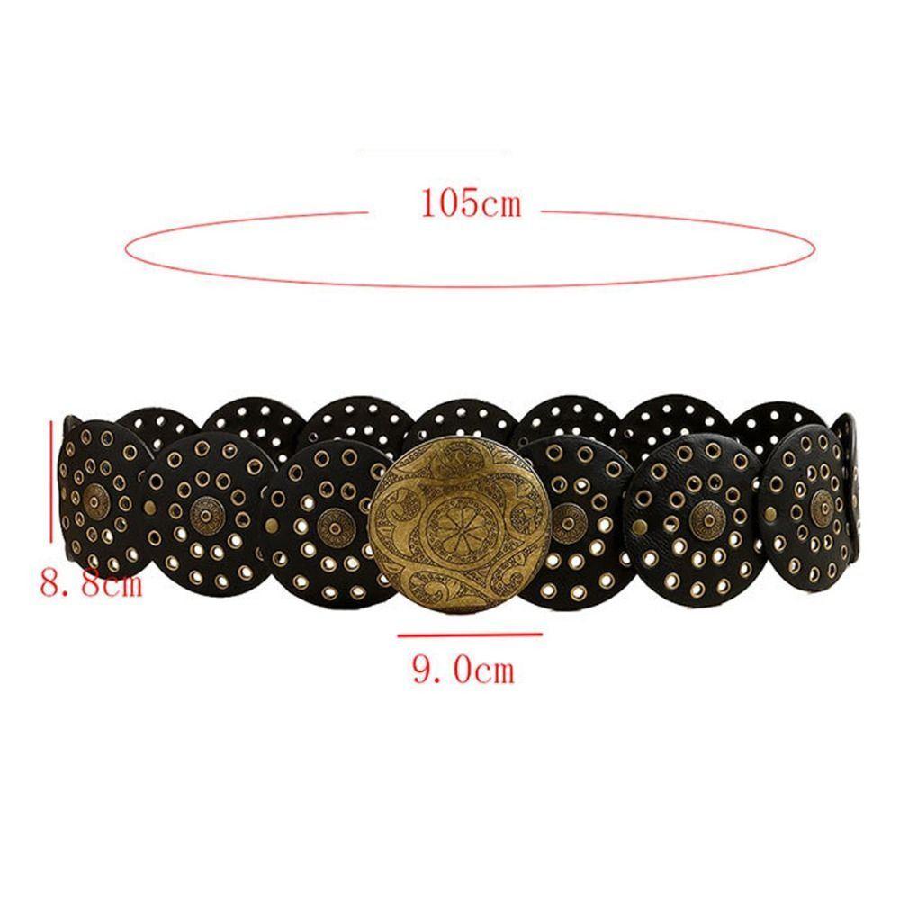 Metal Buckle Hollow Belt Y2K Wide Belts Vintage Disc Belts  for Women