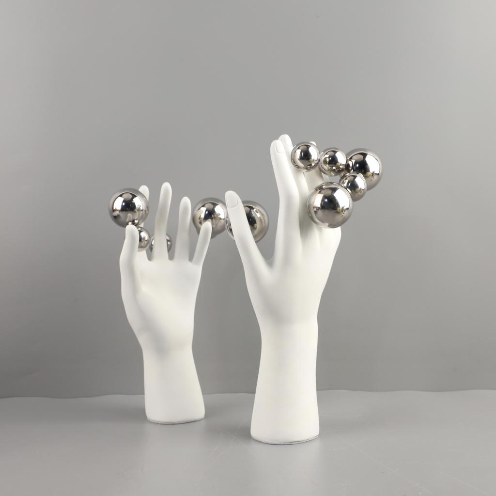 Creative Abstract Figures Sculpture Room Aesthetics Decor Golden Ball Decorative Character Hand Palm Crafts Desk Decoration