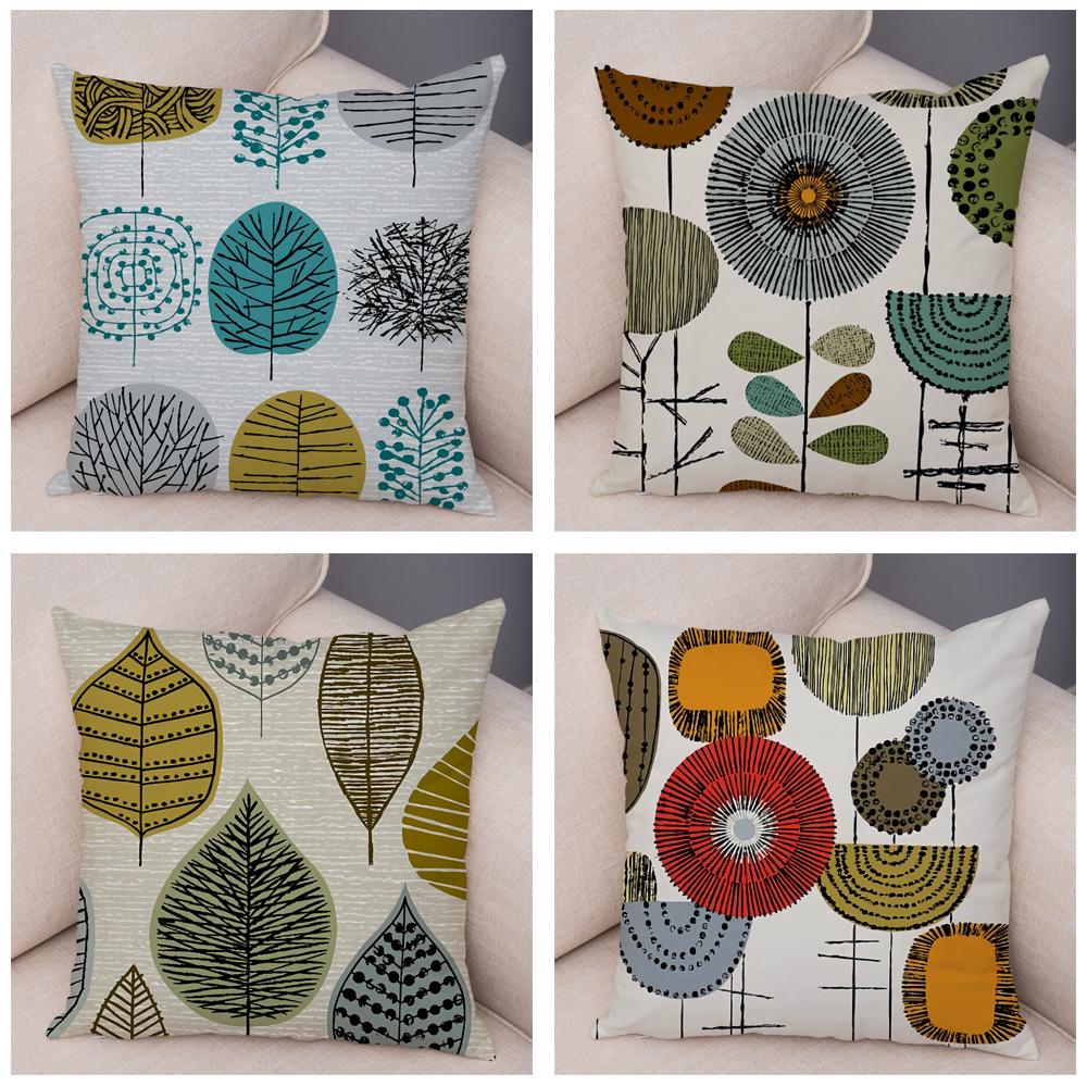 Абстрактное искусство, декоративная наволочка с геометрическим растением, деревом, цветком, диван, домашняя автомобильная наволочка