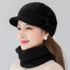 Winter Hat Keep Warm Cap Add Fur Lined Hat And Scarf Set Warm Hats For Female Casual Rabbit Fur Winter Knitted Hat
