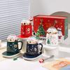Рождественская термокружка с крышкой для просмотра, керамическая кружка, подарочный набор в коробке с крышкой, ложкой, кружкой, стаканом для воды, подарком-сувениром