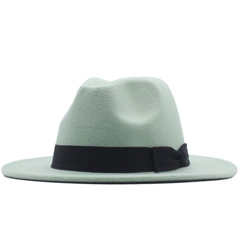 Новая модная и элегантная джазовая шляпа, весенняя, осенняя и зимняя, с ремешком, шерстяная, повседневная, модная, с широкими полями, женская джазовая шляпа