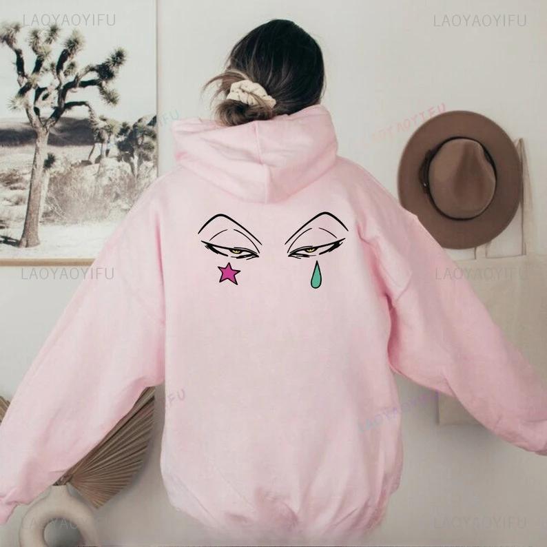 Joker Clown Eyes Tattoo Raindrop and Star Backside Hoodie Heavy Outerwear Inspired Design Streetwear Women Autumn Long Sleeve