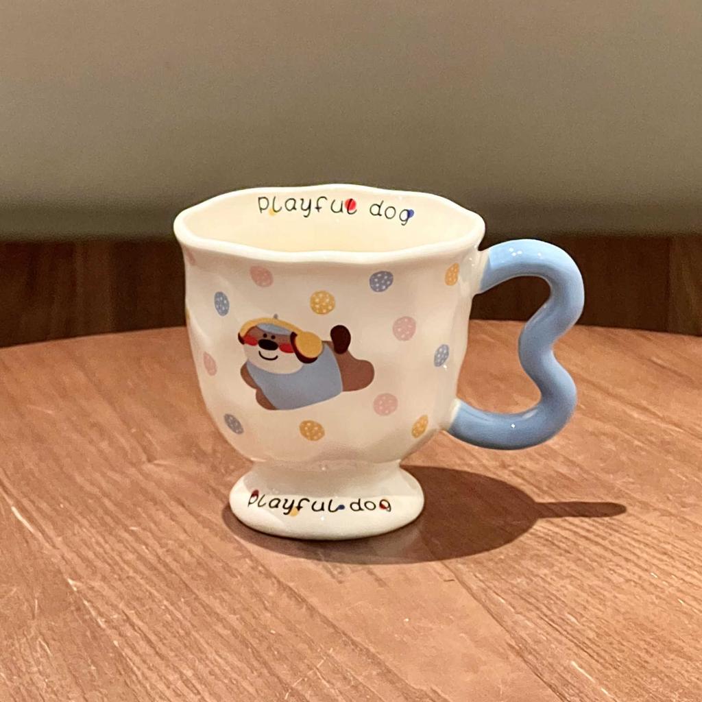 Кружка с крышкой для девочек «Высокая ценность груди Фуфу Милый котенок в горошек» Керамическая чашка Подарок на день рождения Сувенир