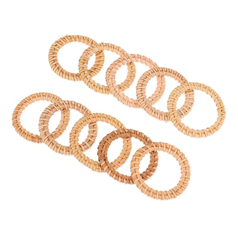 10Pcs Woven Rattan Napkin Rings Rustic Woven Tabletop Holders For Christmas Thanksgiving Home Wedding Party Decor