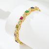 Luxury Copper Jewelry Women Bracelets 14K Gold Plated Square Multicolor Zircon Bracelet