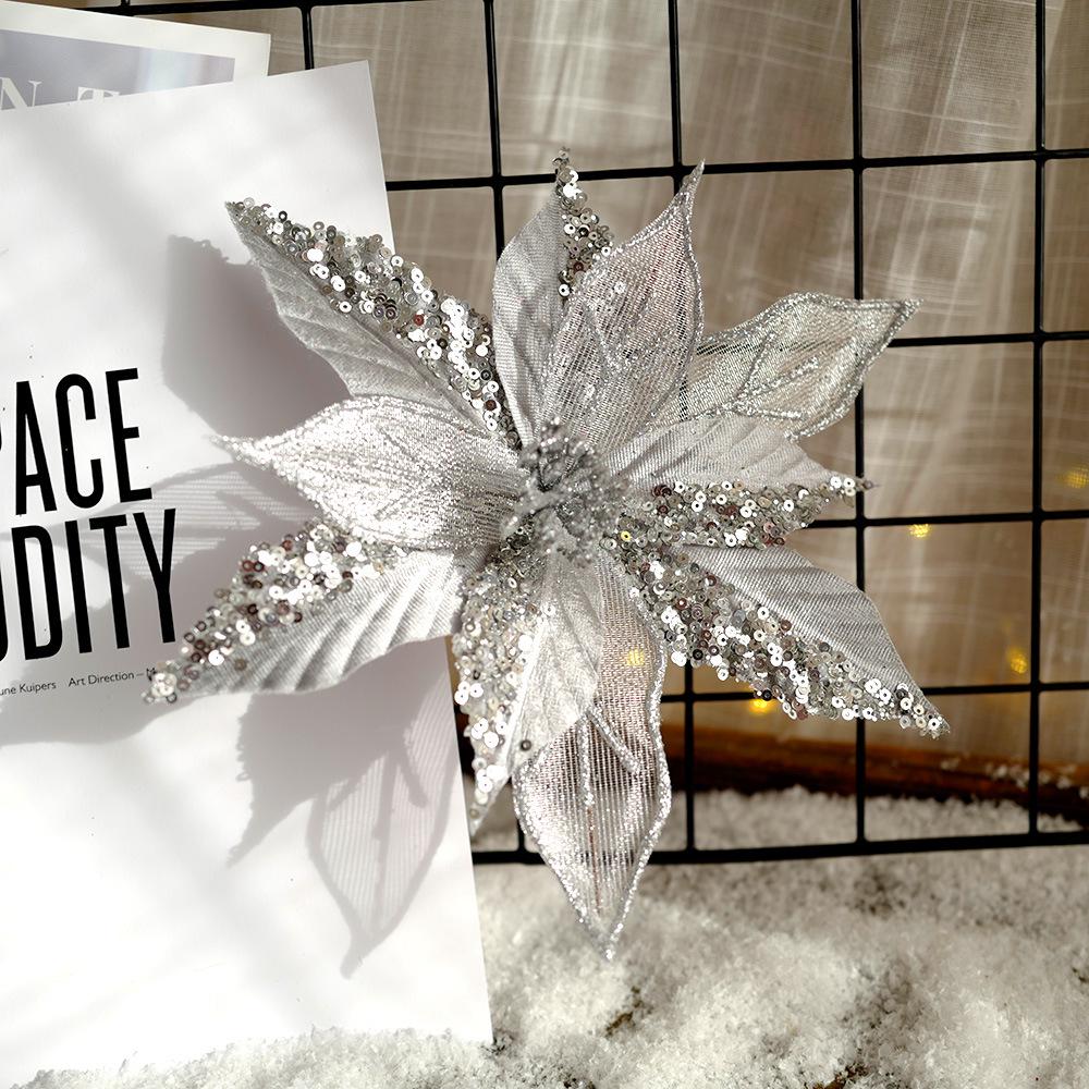 Cross-Border Glitter Flower Mesh Fabric for Christmas Floral Arrangements & Decorations