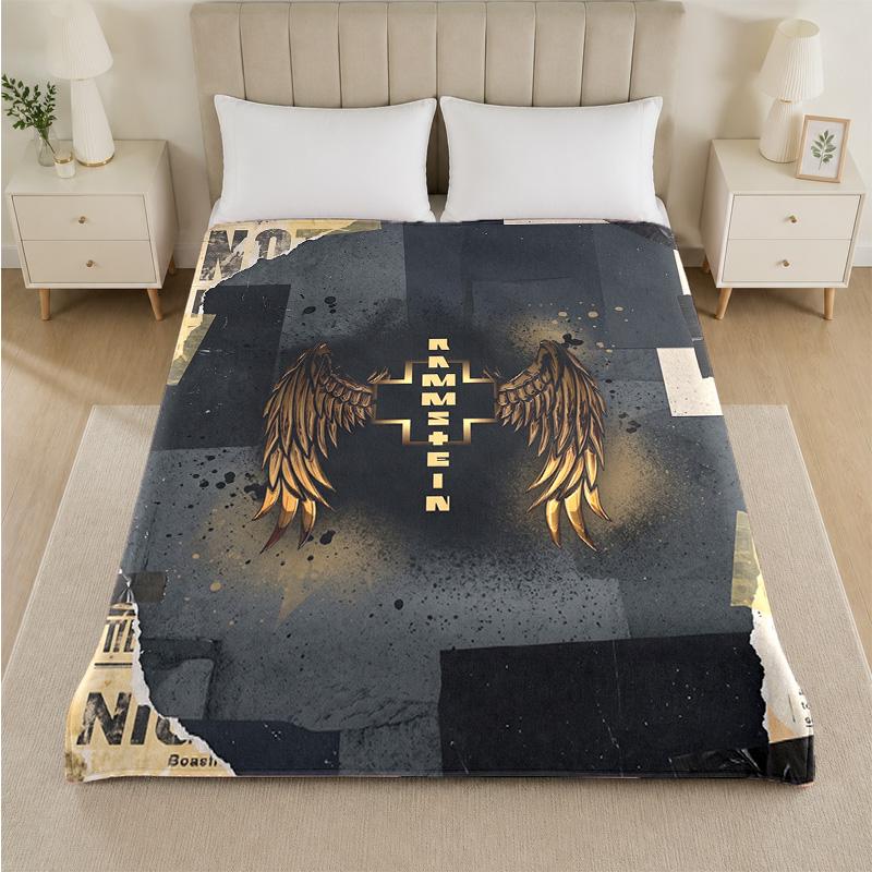 Rammstein Print Flannel Blanket Cozy Lightweight Plush Throw Blanket For Bed Sofa Household Use