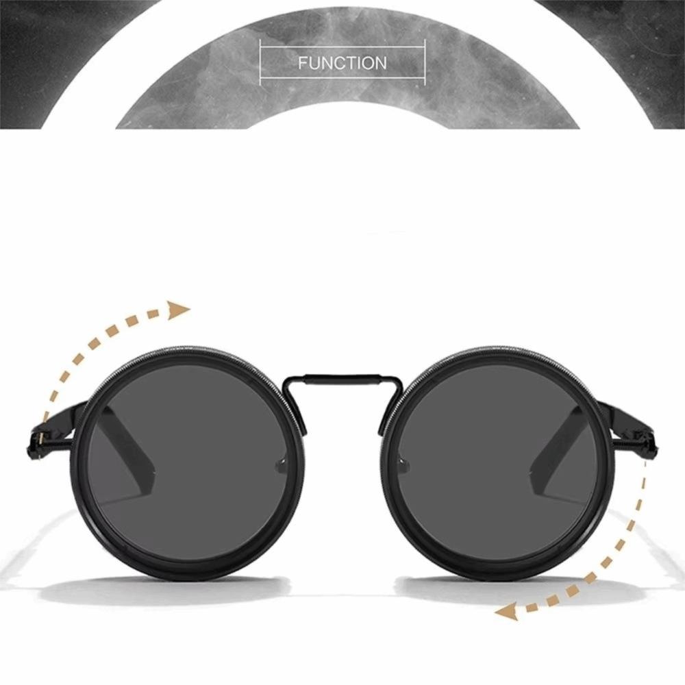 Manual Rotating Fishing Sunglasses Round Frame ND Filter Sunglasses  Driving