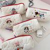 Large Capacity Student Pencil Case: Portable Puppy Embroidered Cosmetic Bag, Cartoon Stationery Storage