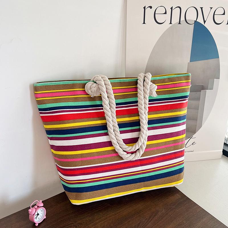 2025 Новая женская сумка на плечо в китайском этническом стиле, красочная сумка-тоут большой вместимости, модная холщовая женская сумка через плечо, сумки-багеты