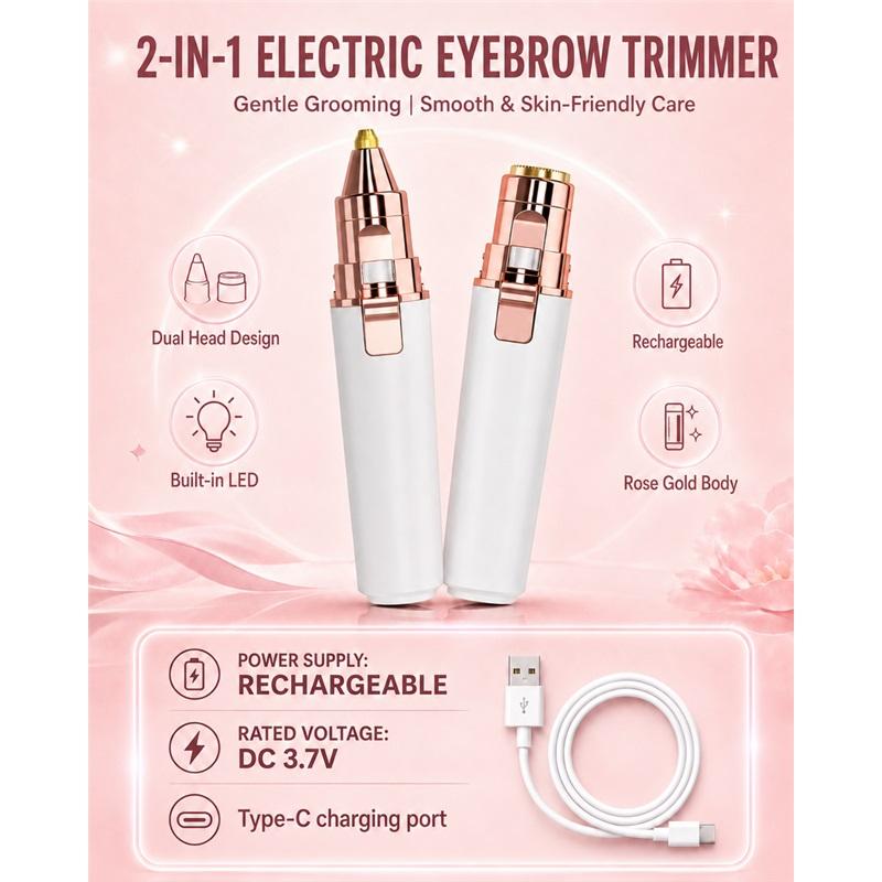 Eyebrow Trimmer Electric Eyebrow Trimmer for Women Face Sharp Rechargeable Eyebrow Razor for Women Trimmer Set Replacement Blade