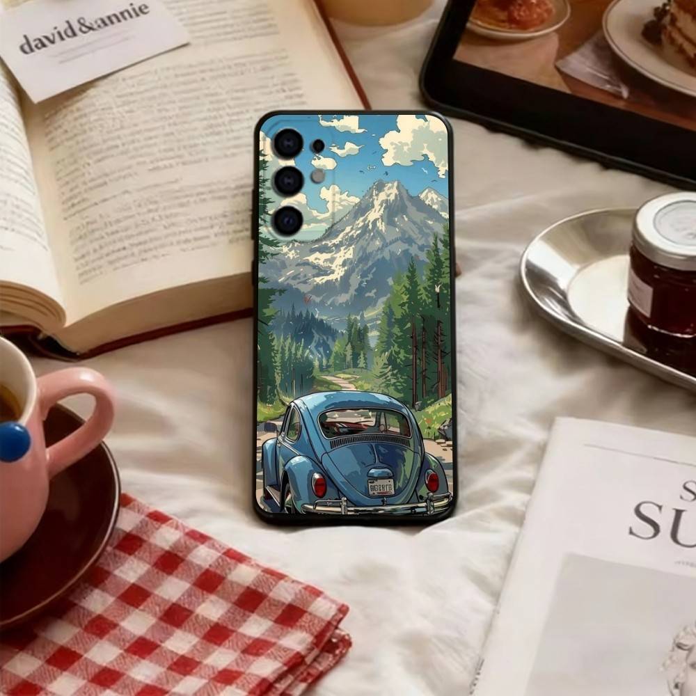 Travel Landscape Bus Phone Case Black Silicone Soft For Samsung S25,S24,S21,S22,S23,S30,Ultra,S20,Plus,Fe,Lite