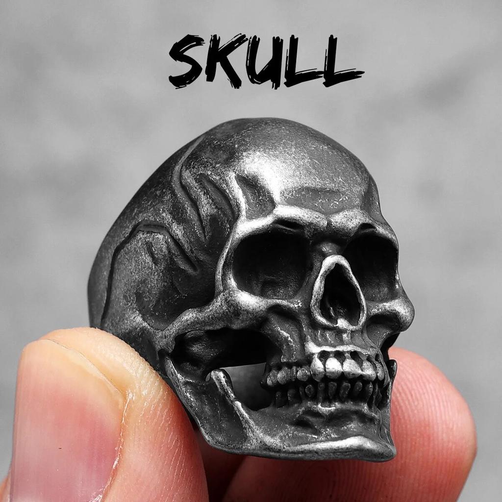 Gothic Punk Skull Stainless Steel Mens Rings Retro Trendy Domineering for Male Boyfriend Biker Jewelry Creativity Gift Wholesale