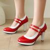 Fashion Elegant High Heels Mary Janes Shoes Woman Pumps Large Size 45 Straps Green Blue Red Heeled Party Wedding Office Shoes Ladies