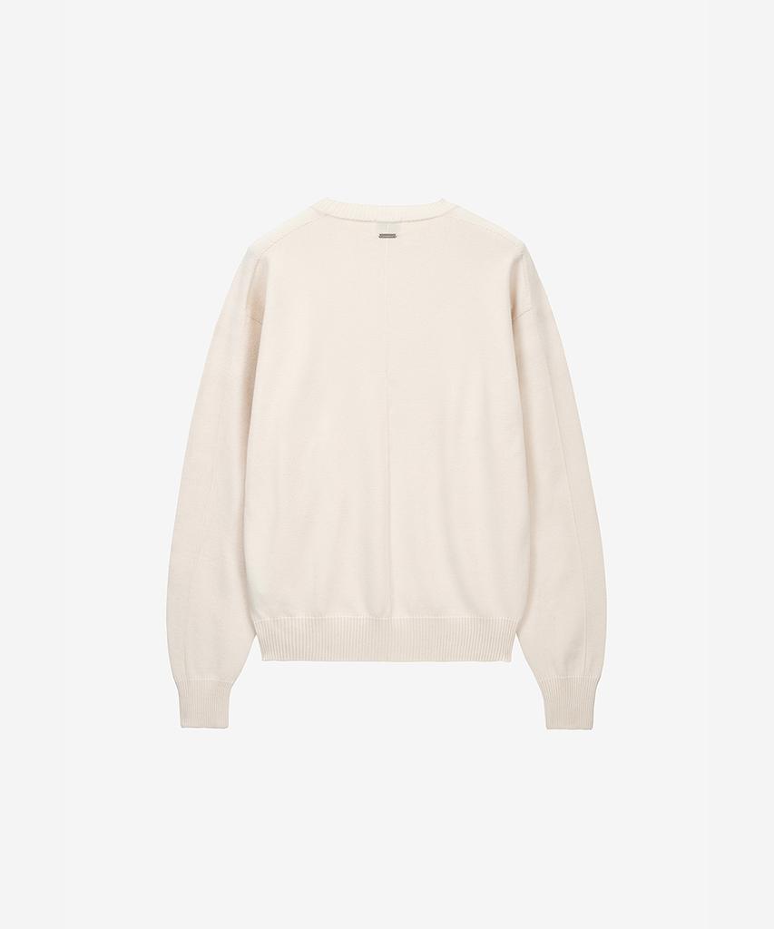 ZIOSONGZIO Semblance Whole Garment Crew Neck Knit Cream Zi2Kt804Cr