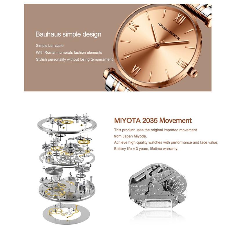 Hannah Martin Женские часы, японские часы с ремешком, роскошные женские часы, женский подарок на день рождения