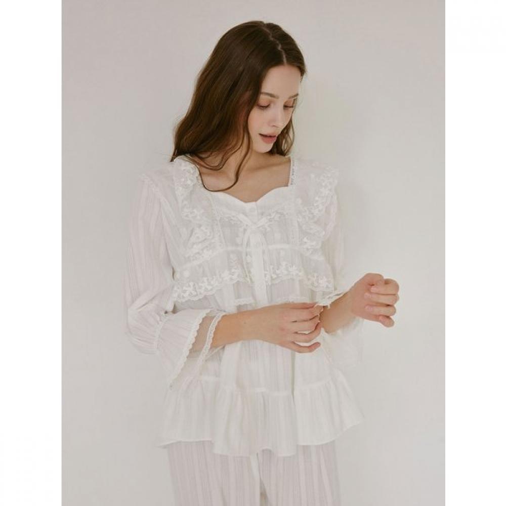Lunaluz Women S Cotton Square Neck Long Sleeve Two Piece Pajama Angleling