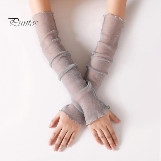 Женские прозрачные сетчатые рукава, длинные, ультратонкие, кружевные перчатки без пальцев, защита от ультрафиолетового излучения, охлаждающая сетчатая тюль, солнцезащитные рукава для улицы