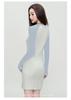 2025 Spicy Girl Slimming Bag Hip Skirt Spring and Autumn Edition with Shoulder Sleeve Splicing Round Neck Long Sleeve Dress