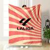 LaLiga Logo with Retro Wave Background Design Flannel Blanket for Bedroom, Living Room, Sofa, and Nap.