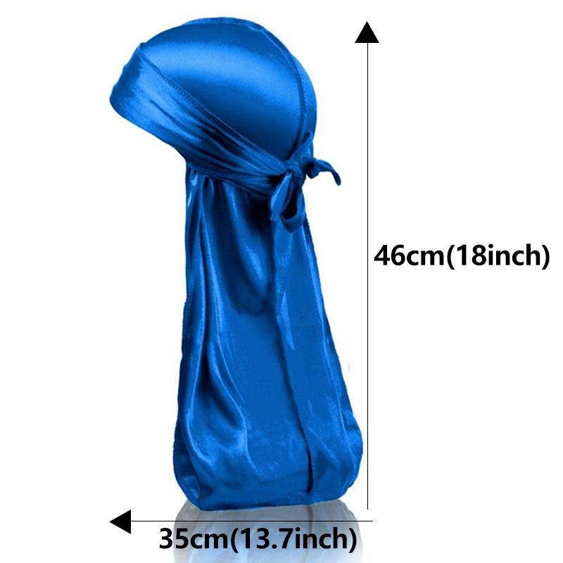 2Pcs New Silk Durag Bandana Turban Hat Men Breathable Long Tail Doo Rag for Men Durags Pirate Hat Headband