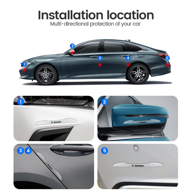 LQLT3 Car Door Edge Anti Scratch Protection Strips Scuff Plate Bar Rearview Mirror Anti-collision Sticker for Skoda Fabia 2 3 Karoq