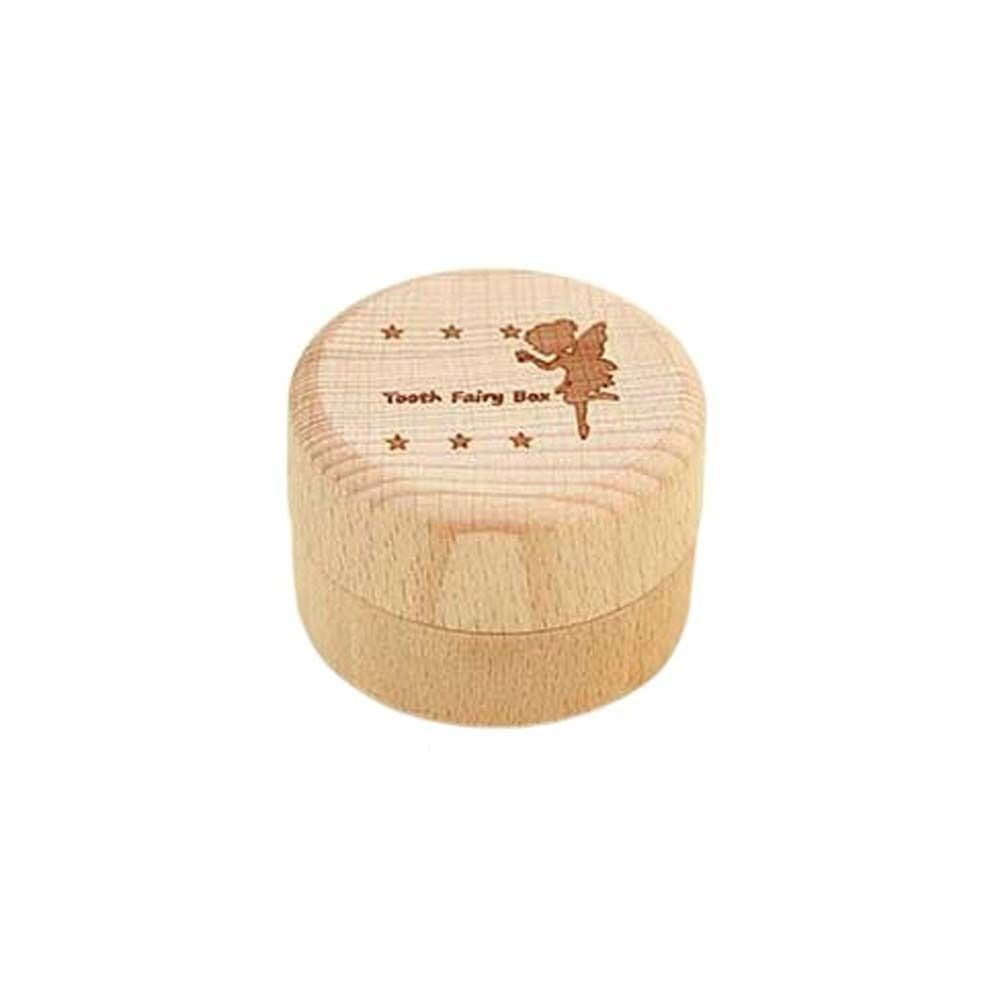 Primary Teeth Wood Baby Tooth Box Baby Teeth Save Tooth Fairy Box Round Deciduous Tooth Case  Kids