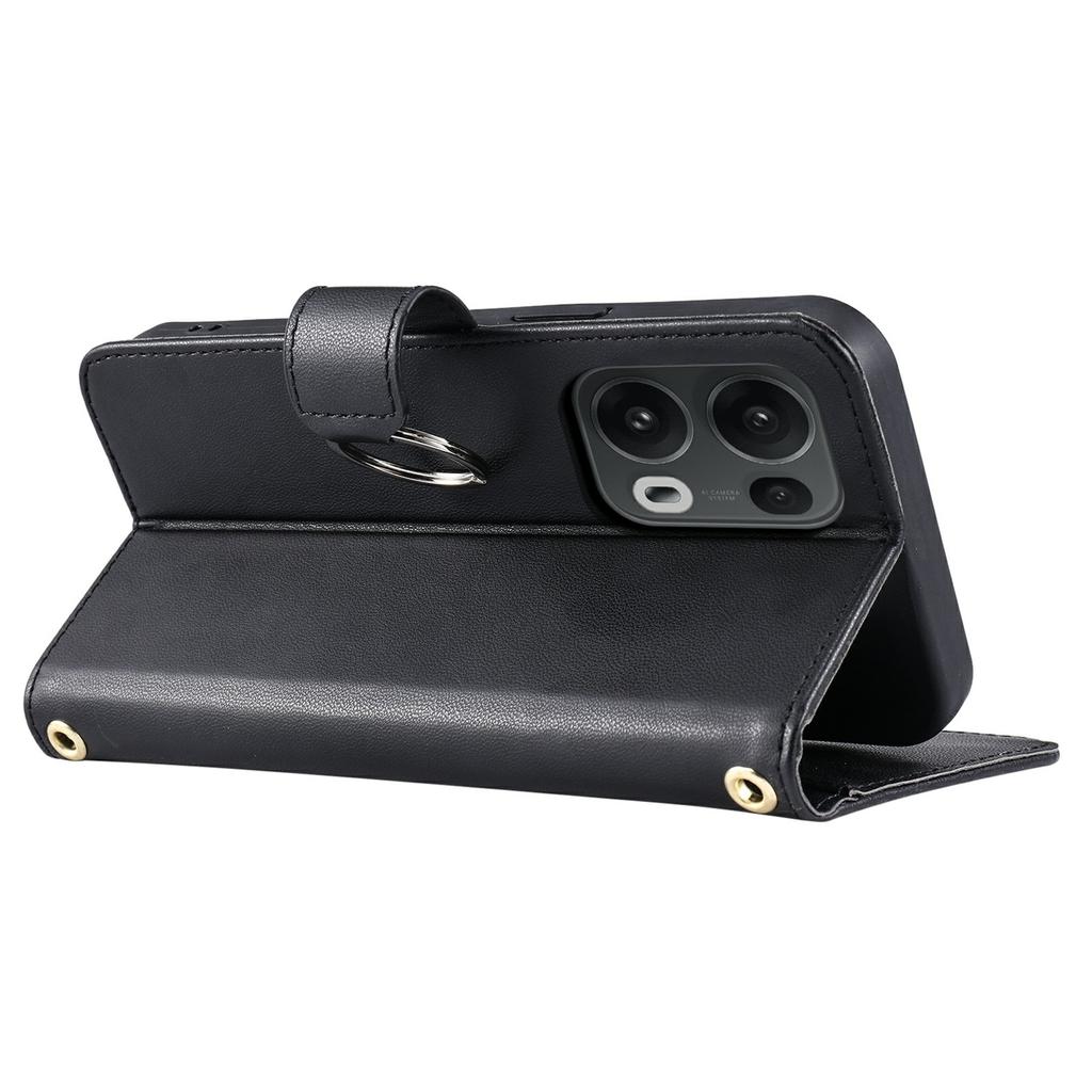 Для Oppo Reno13 Pro 5G кожаный чехол-кроссбоди с пряжкой-кольцом и подставкой-кошельком с ромбом