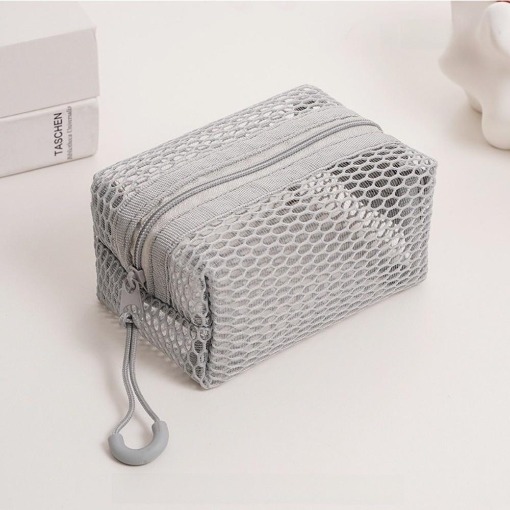 Large Capacity Lipstick Key Storage Pouch Mesh Zipper Coin Purse Portable Cosmetic Bag