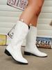 Gold Mid-calf Boots Women Silver Pointed Western Cowboy Boots Retro Fashion Black Boot Plus Size 36-43 WomenBoots