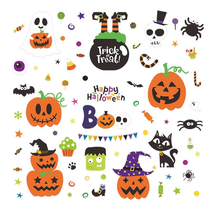 Cute Halloween Party Stickers Pumpkin Decoration Stickers Self-Adhesive Cartoon New Ghost Home
