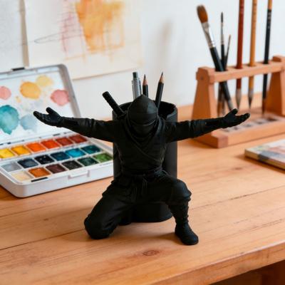 3D-печатный держатель для ручек в виде ниндзя для стола, органайзер из ПЛА для карандашей, маркеров, офисных принадлежностей, уникальный подарок для студентов, учителей, фанатов