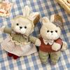 Rabbit Family Bunny Keychain with Clothes Plush Rabbit Key Ring Car Key Chain
