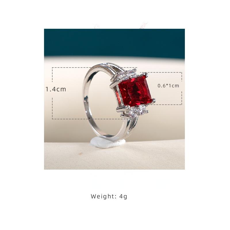 BELLA BOX Квадратное синее красное кольцо с камнем, женское кольцо, простые минималистичные аксессуары на мизинец, кольцо, элегантное обручальное ювелирное кольцо