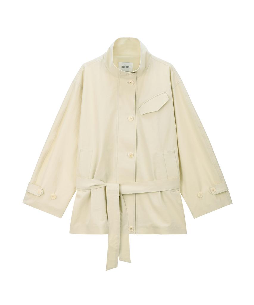 Q'SRB Nocturne High-Neck Cotton Half Trench Jacket