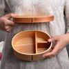 AISLOUTDOOR Bento Box, Magewappa Bento Box, Oval, Natural Wood and Lacquerware, Medium Size, with Dividers, Moisture-Retaining, Eco-Friendly, for Comm