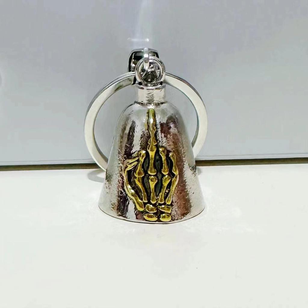 Vintage Zinc Alloy Angel Wings Bell Keychain for Bikers